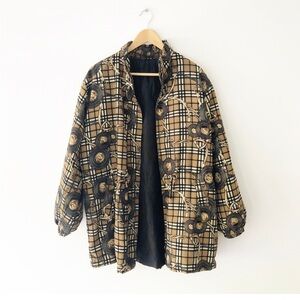 Vintage '90s Y2K Plaid Chain Print Relaxed Fit Equestrian Jacket